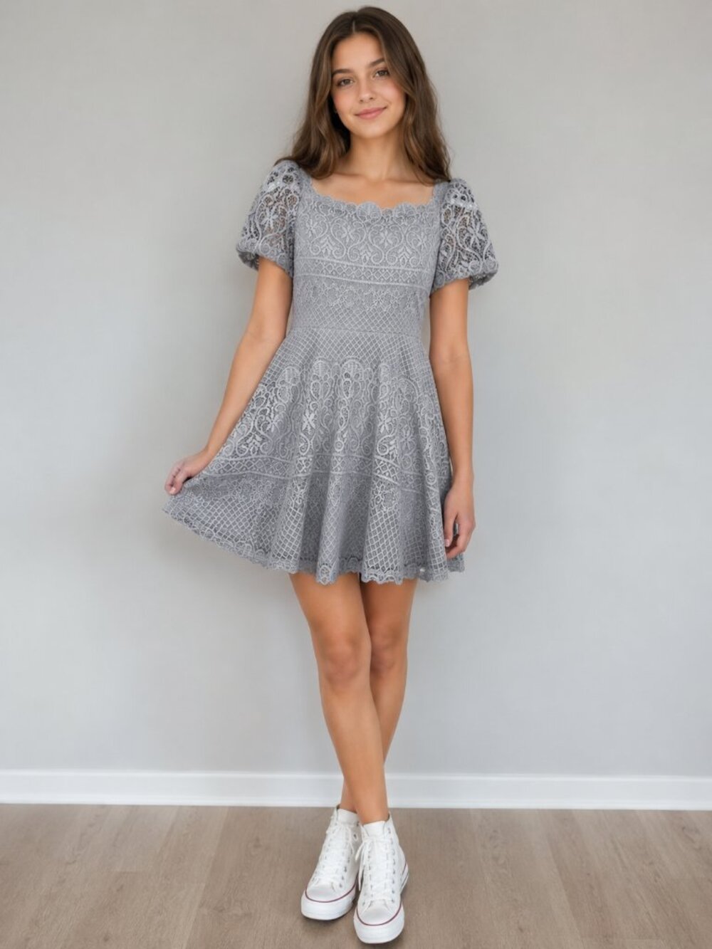 Rewind Seafoam Lace Fit-and-Flare Mini Dress Junior SZ M Summer Vacation Beach